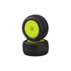 JConcepts, Inc. Twin Pin Tires, Mounted Yellow Wheels, Pink Compound (2): Mini-T/B